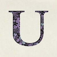 Vintage purple letter psd U typography