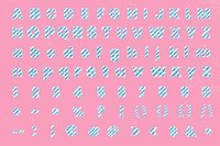 Pastel alphabet number set psd candy cane typography