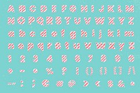 Alphabet set striped letters psd candy cane font