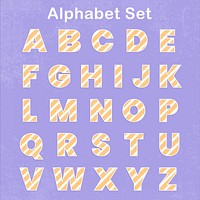 Candy cane striped alphabet psd set orange letters on purple