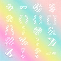 Symbol set rainbow typography psd characters