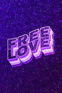 Free love text 3d retro word art glitter texture