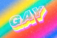 Gay word 3d vintage typography rainbow gradient texture