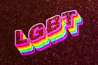 LGBT word 3d vintage typography wavy rainbow