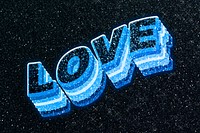 Love word 3d effect typeface sparkle glitter texture