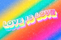 Love is love word 3d effect typeface rainbow gradient