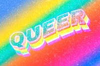 Queer word 3d effect typeface rainbow gradient