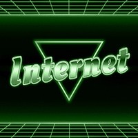 Neon 80s internet font word grid lines