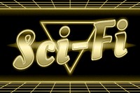Golden sci-fi neon gold grid word typography