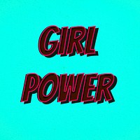 Girl power retro shadow typography illustration