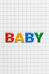 Colorful baby lettering bevel typography 3d effect