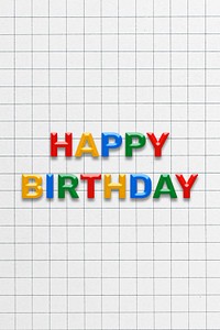 Colorful happy birthday bevel text effect typography