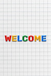 3d effect word welcome lettering rainbow color typography
