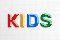 Colorful kids word bevel text effect lettering