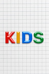 3d effect word kids lettering rainbow color typography