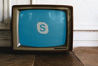 Skype logo showing on a retro television screen. BANGKOK, THAILAND, 1 NOV 2018.