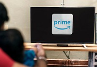 Amazon Prime Video logo showing on a TV. BANGKOK, THAILAND, 1 NOV 2018.