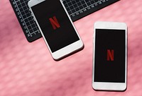 Netflix logo showing on phones. BANGKOK, THAILAND, 1 NOV 2018.