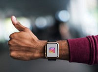 Instagram logo on a smartwatch. BANGKOK, THAILAND, 1 NOV 2018.