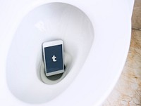 Tumblr logo showing on a phone in a toilet bowl. BANGKOK, THAILAND, 1 NOV 2018.