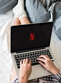 Netflix logo on the laptop. BANGKOK, THAILAND, 1 NOV 2018.