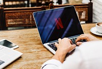 Netflix logo on the laptop. BANGKOK, THAILAND, 1 NOV 2018.