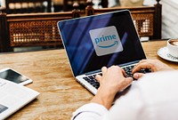 Amazon Prime Video logo showing on a laptop. BANGKOK, THAILAND, 1 NOV 2018.