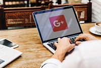 Google Plus application showing on a laptop. BANGKOK, THAILAND, 1 NOV 2018.