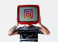 Instagram logo on a TV screen. BANGKOK, THAILAND, 1 NOV 2018.