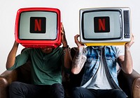 Netflix logo showing on retro televisions. BANGKOK, THAILAND, 1 NOV 2018.
