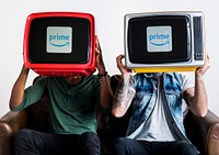 Amazon Prime Video logo showing on retro TVs. BANGKOK, THAILAND, 1 NOV 2018.