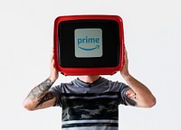 Amazon Prime Video logo showing on a retro TV. BANGKOK, THAILAND, 1 NOV 2018.