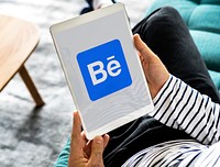 Behance logo showing on a digital tablet. BANGKOK, THAILAND, 1 NOV 2018.