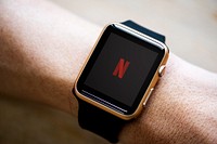 Netflix logo showing on a smartwatch. BANGKOK, THAILAND, 1 NOV 2018.