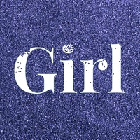 Glitter sparkle girl lettering typography dark blue