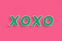 XOXO word italic font shadow typography