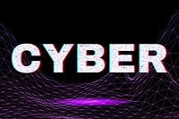 Text cyber neon synthwave word typography