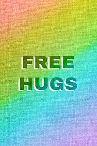 Rainbow free hugs word gay pride font lettering textured font