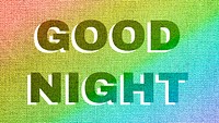 Rainbow good night word LGBT font shadow typography