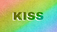 Rainbow kiss word LGBT font shadow typography