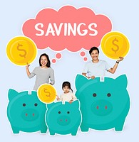 Happy family with savings for the future