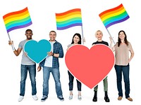People holding rainbow flags for supporting LGBT