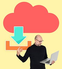 Man downloading files from a cloud