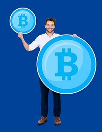 Businessman investing in bitcoin cryptocurrency electronic cash