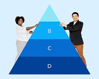 Man and woman holding a pyramid graph