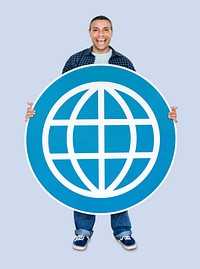 Man holding the www symbol