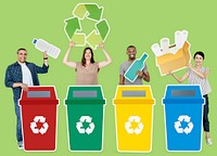 Diverse people with recycle concept