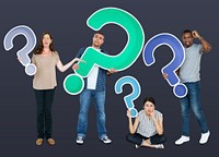 People holding question mark icons