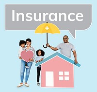 Family with a home insurance protection plan