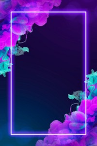 Glowing neon frame purple psd ink explosion